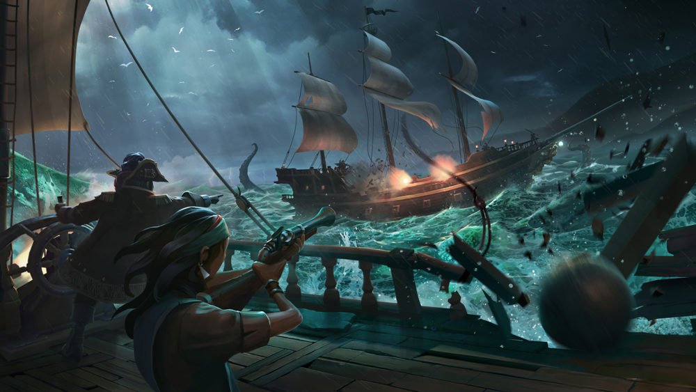 Night Battle at Sea - Sea of Thieves