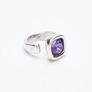 Anello Bohemian viola ametista quadrato