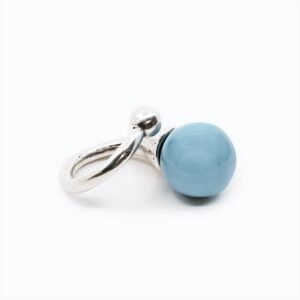 Anello Versatile forma ellittica argento — Sfera in ceramica azzurro