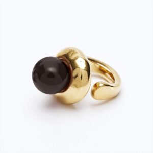 Anello Versatile oro — Sfera in ceramica marrone cioccolato