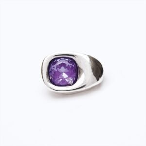 Accessorio Cristallo austriaco taglio cushion argento — viola ametista