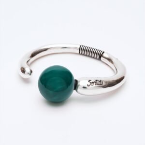 Bracciale Versatile linea Bold argento — Sfera in ceramica verde petrolio