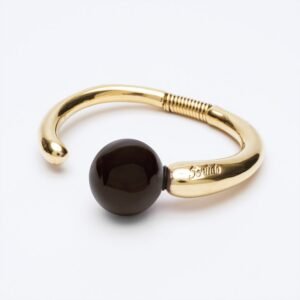 Bracciale Versatile linea Bold oro — Sfera in ceramica marrone cioccolato