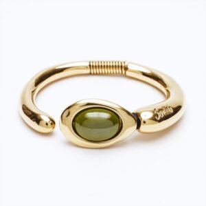 Bracciale Versatile linea Bold oro — Pietra Moonlight verde militare