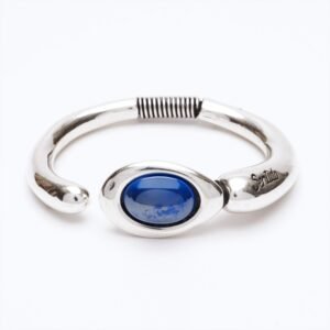 Bracciale Versatile linea Bold argento — Pietra Moonlight blu