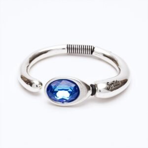 Bracciale Versatile linea Bold argento — Cristallo taglio ovale blu