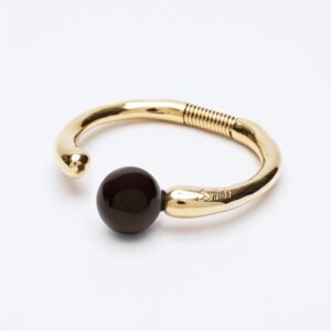 Bracciale Versatile linea Thin oro — Sfera in ceramica marrone cioccolato