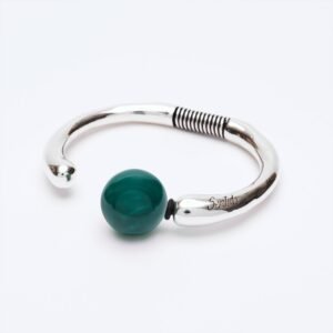 Bracciale Versatile linea Thin argento — Sfera in ceramica verde petrolio
