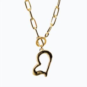 Collana Cuore catena a maglie esagonali oro