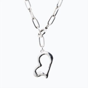 Collana Cuore catena a maglie esagonali argento