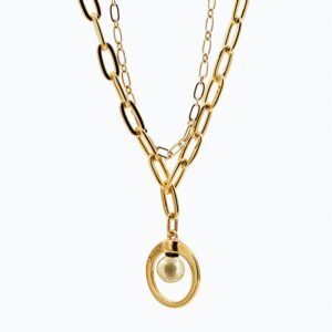 Collana Cerchio doppia Versatile Thin oro — Sfera in metallo
