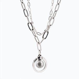Collana Cerchio doppia Versatile Thin argento — Sfera in metallo