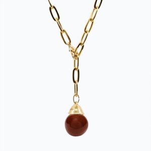 Collana Campana Versatile linea Bold oro — Sfera in ceramica marrone chiaro