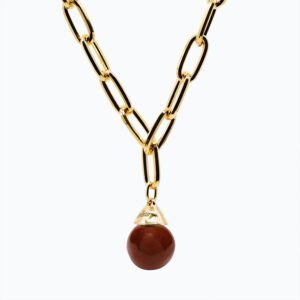 Collana Campana Versatile linea Bold oro — Sfera in ceramica marrone chiaro