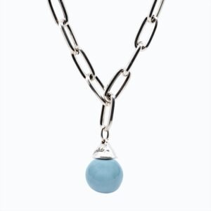Collana Campana Versatile linea Bold argento — Sfera in ceramica azzurro