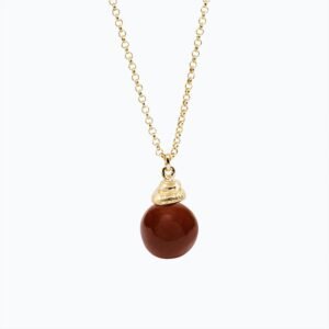Collana Campana Versatile Thin oro — Sfera in ceramica marrone chiaro