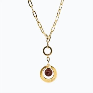Collana Cerchio Versatile Thin oro — Sfera in ceramica marrone chiaro