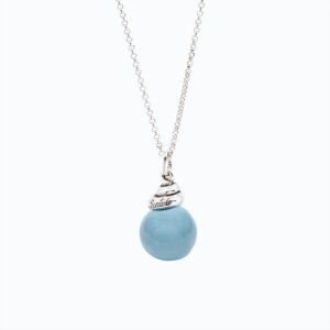Collana Campana Versatile Thin argento — Sfera in ceramica azzurro