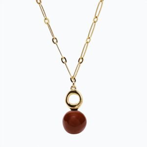 Collana Cerchio Versatile Thin oro — Sfera in ceramica marrone chiaro