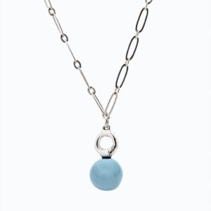 Collana Cerchio Versatile Thin argento — Sfera in ceramica azzurro