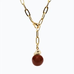 Collana Campana Versatile Thin oro — Sfera in ceramica marrone chiaro
