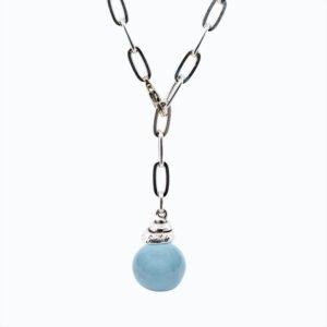 Collana Campana Versatile Thin argento — Sfera in ceramica azzurro