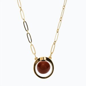 Collana Cerchio Versatile Thin oro — Sfera in ceramica marrone chiaro