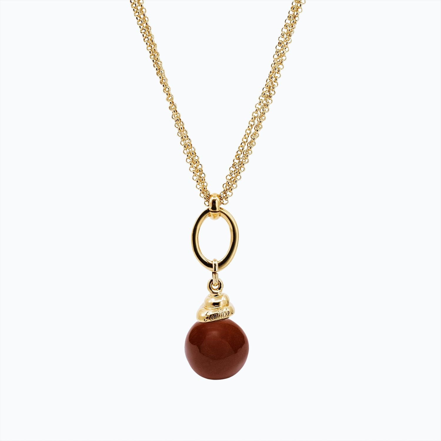 Collana Campana Versatile linea Bold oro — Sfera in ceramica marrone chiaro