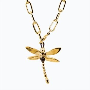 Collana Dragonfly catena a maglie esagonali oro