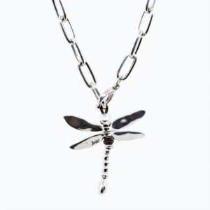 Collana Dragonfly catena a maglie esagonali argento