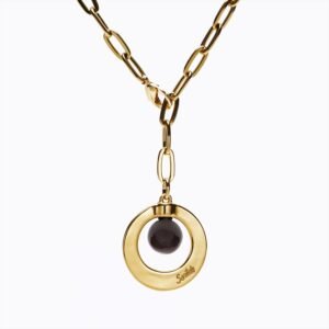 Collana Cerchio Versatile Thin oro — Sfera in ceramica marrone cioccolato