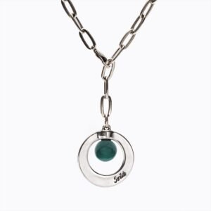 Collana Cerchio Versatile Thin argento — Sfera in ceramica verde petrolio