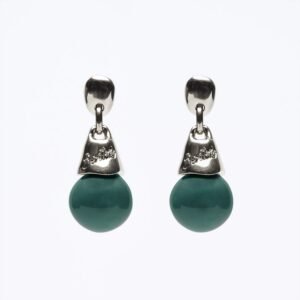 Orecchini Goccia Versatile argento — Sfera in ceramica verde petrolio