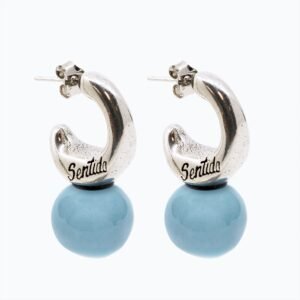 Orecchini Mezzaluna Versatile argento — Sfera in ceramica azzurro