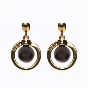 Orecchini Cerchio Versatile oro — Sfera in ceramica marrone cioccolato